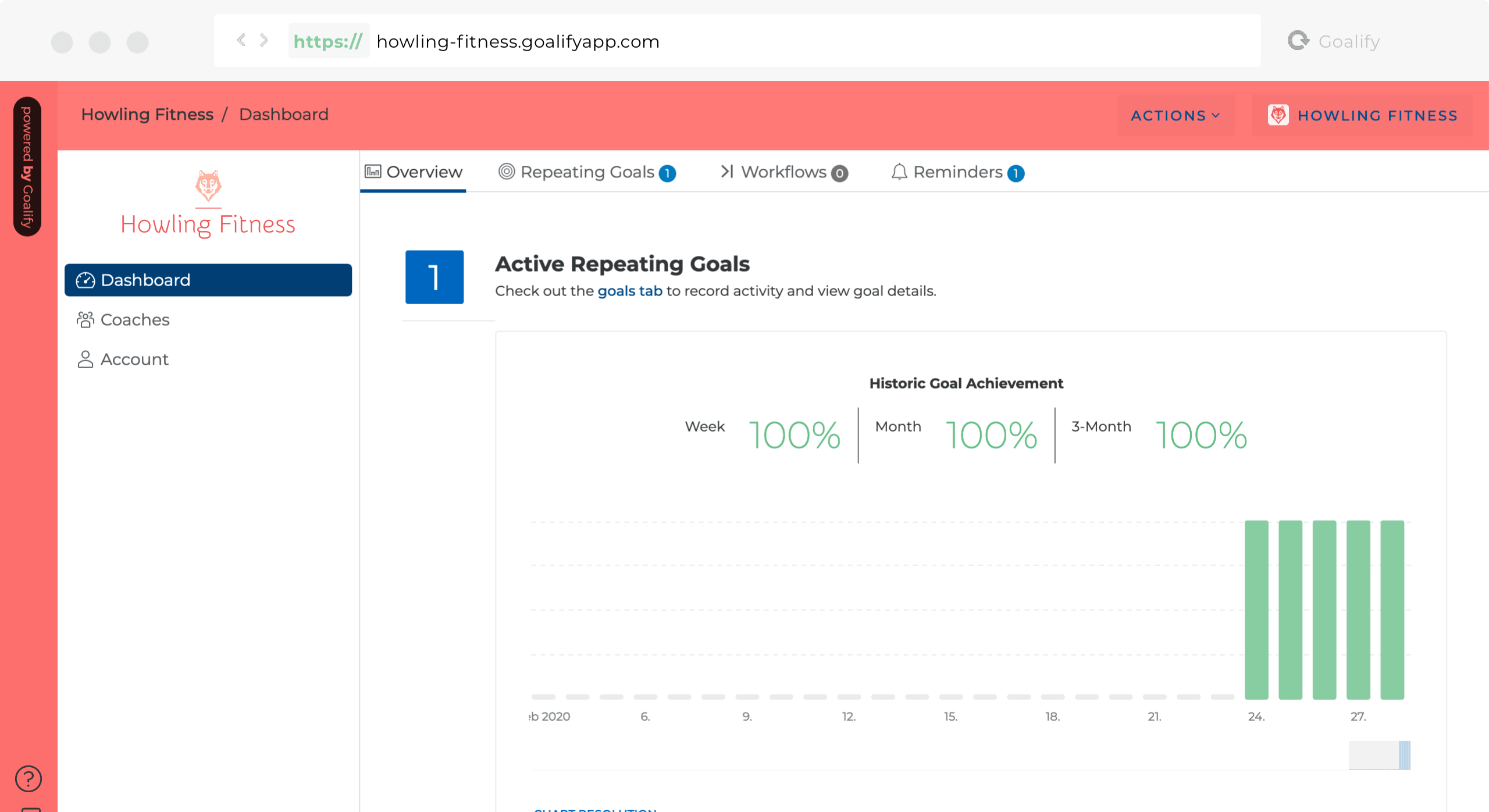 Add your own brand to clients' web access and Goalify mobile app