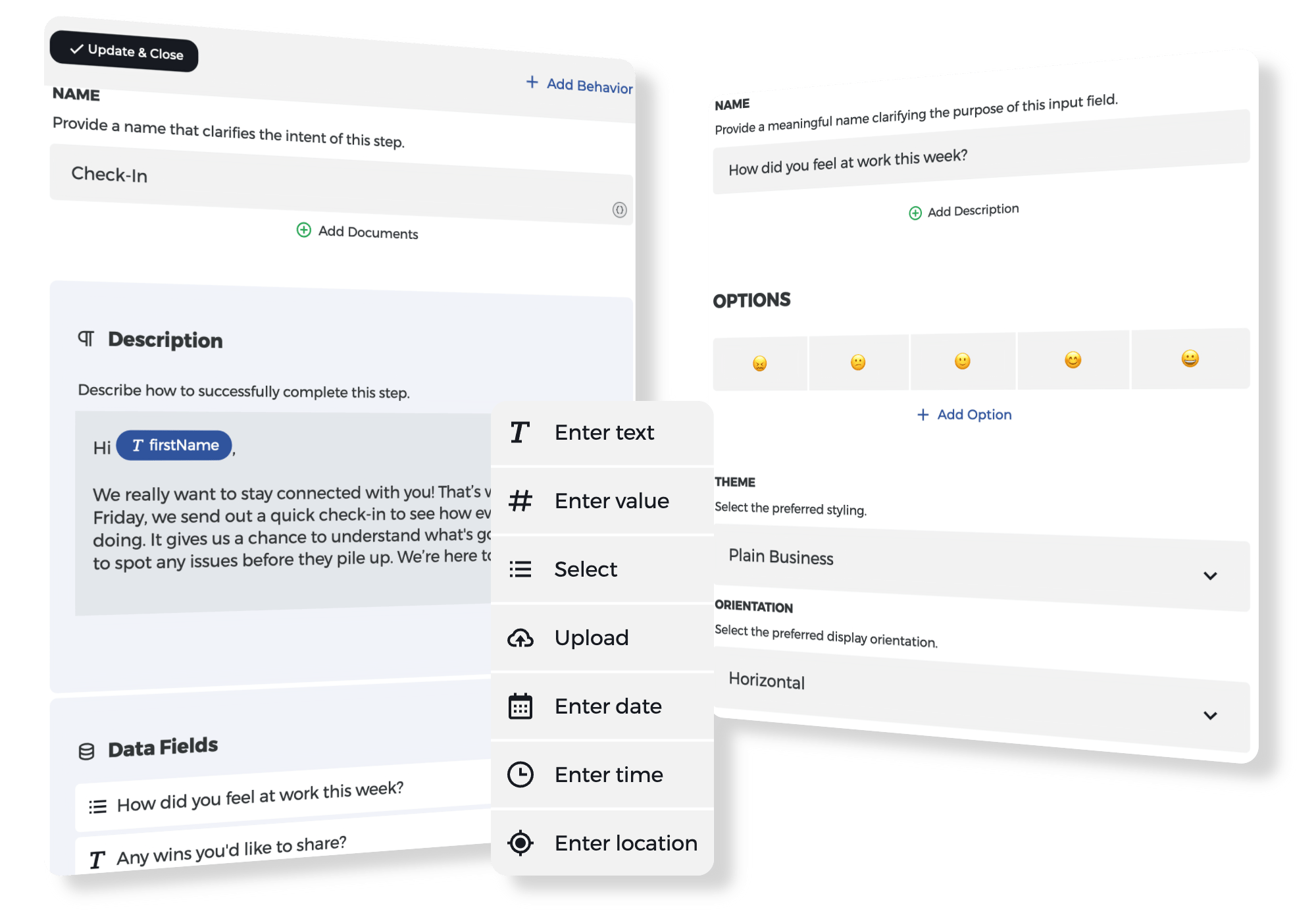Capture valuable insights, collect documents, and ask for feedback with each new joiner.