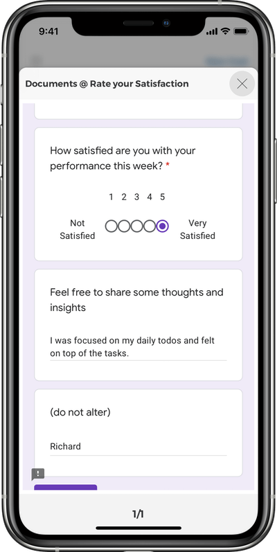 Using the form with Goalify mobile app